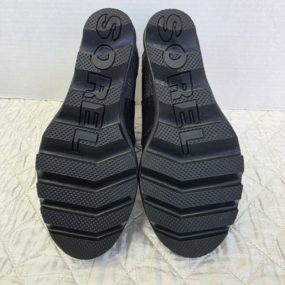 Sorel Joan Of Arctic Wedge Chelsea Boots Black Gray Girl's Size‎ 2